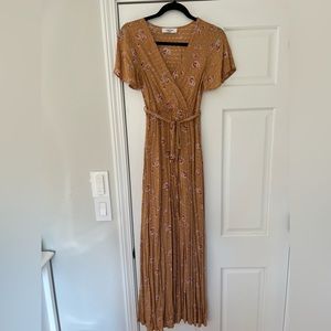 Carly Jean Los Angeles Maxi Dress Faux Wrap Lille in Ginger - Size XS